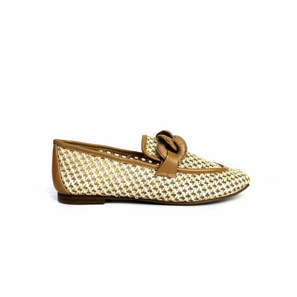 Zapatos planos Elena Bloom de rejilla y piel beige - Imagen 4