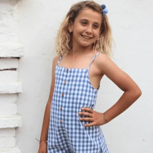 Peto de niña cuadros azul