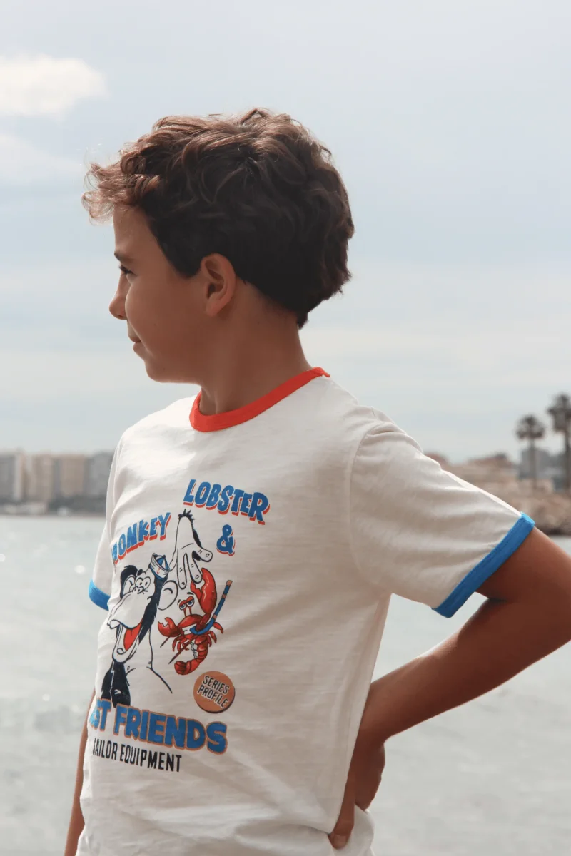 Camiseta niño cruda estampado marinero - Imagen 7
