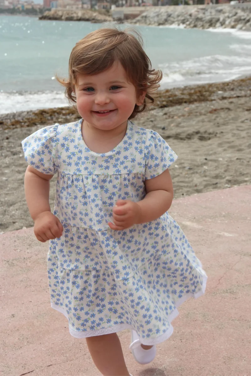 Vestido bebé niña flores azules - Imagen 3