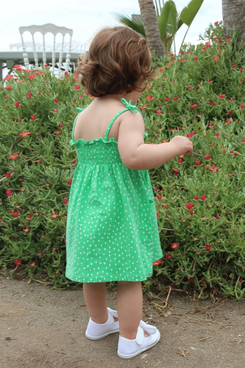 Vestido bebé niña verde con nido de abeja - Imagen 7