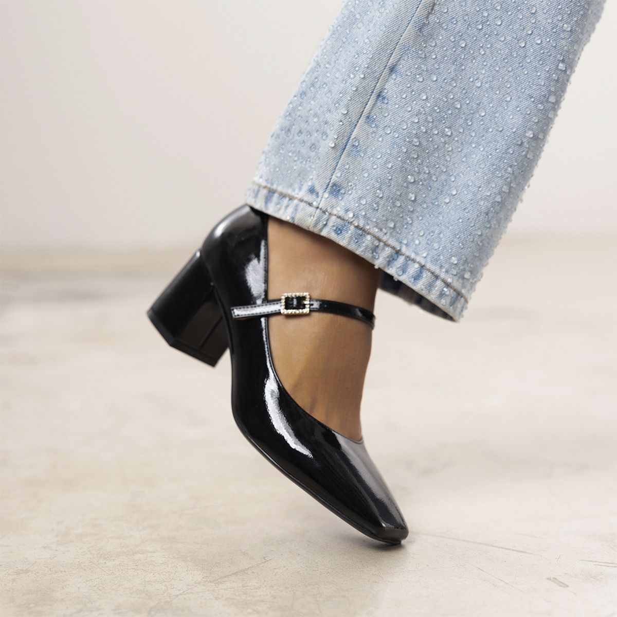 Zapatos GIOSEPPO MARY-JANE de tacón charol WINDHAM negro - Imagen 3
