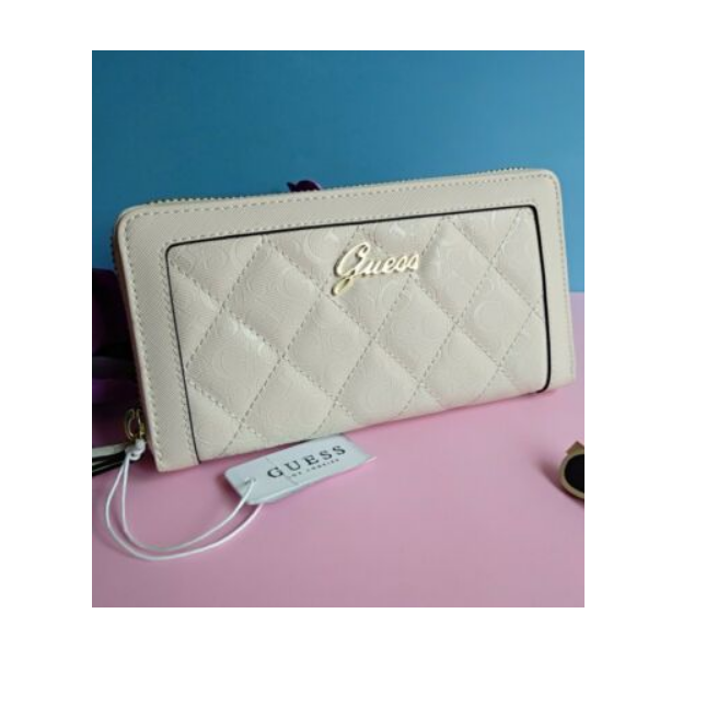 GUESS – Monedero Cartera Mujer Beige Acolchada Logo Dorado 20×11 cm - Imagen 6