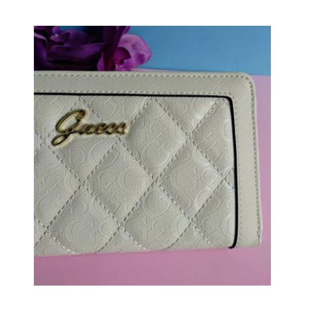 GUESS – Monedero Cartera Mujer Beige Acolchada Logo Dorado 20×11 cm - Imagen 5