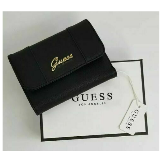 GUESS – Monedero Mujer Negro Small Wallet SWBLEJP1964 Logo Dorado Oferta