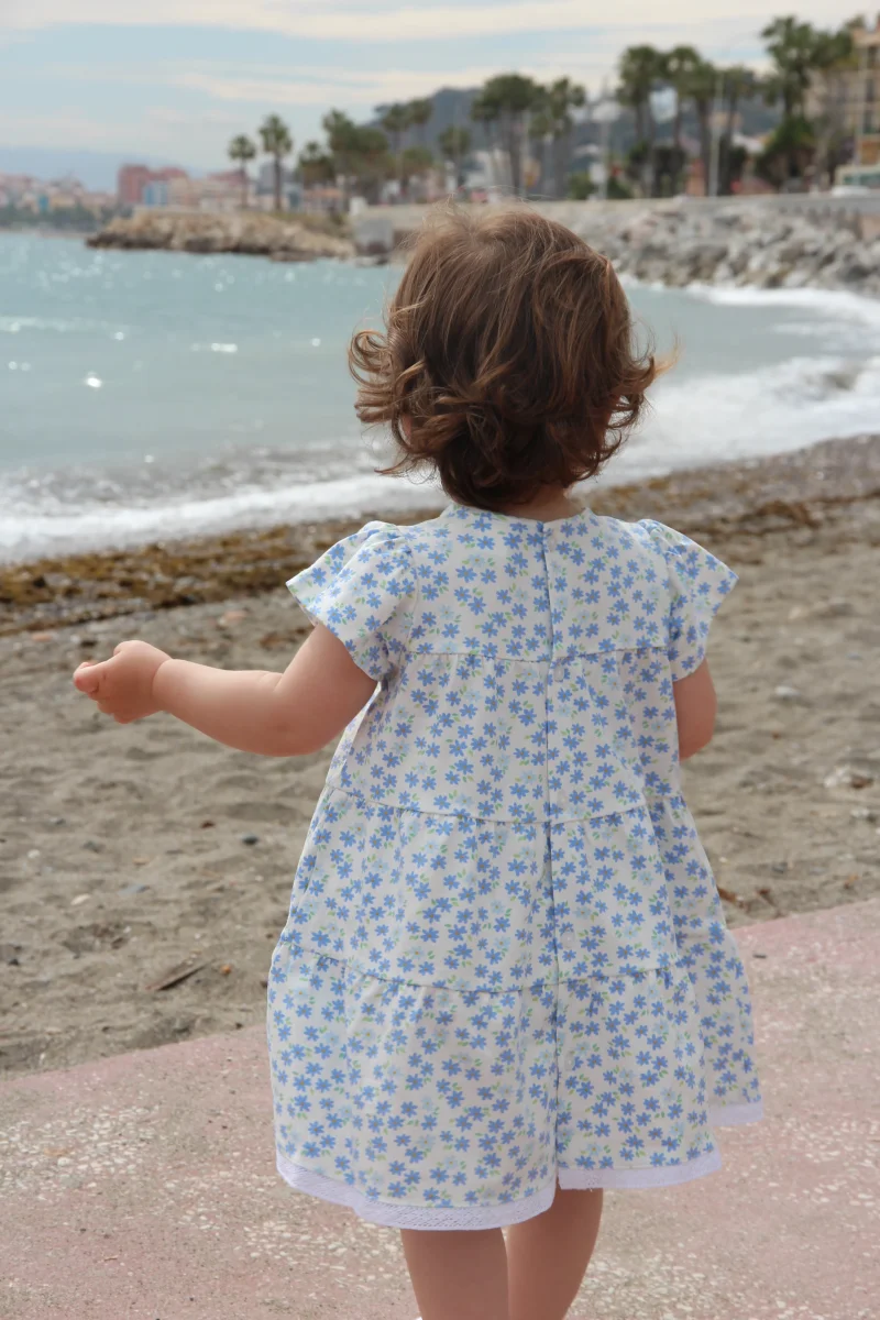 Vestido bebé niña flores azules - Imagen 4