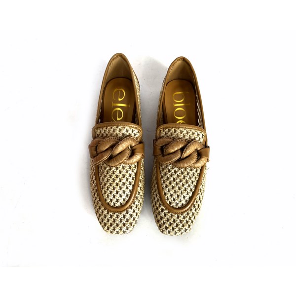 Zapatos planos Elena Bloom de rejilla y piel beige - Imagen 6