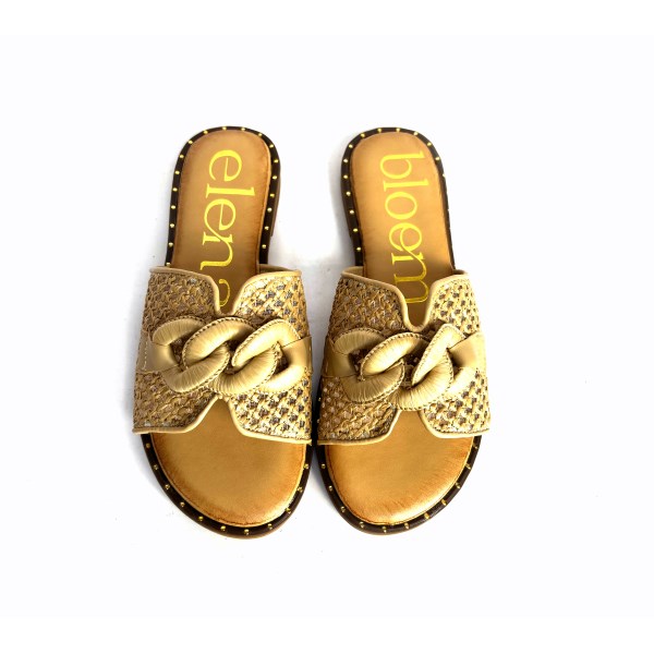 Sandalias planas Elena Bloom tipo zueco beige - Imagen 4