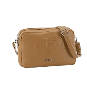 Bolso bandolera CACHAREL · Con doble compartimento · Color Negro y Cuero