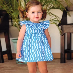 Vestido geométrico azul bebé niña | Cocote by Charanga