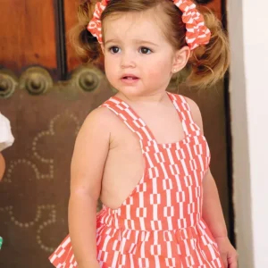 Braguita bebé niña estampado geométrico rojo y blanco