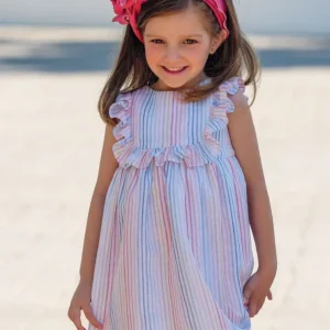 Vestido de rayas multicolor niña