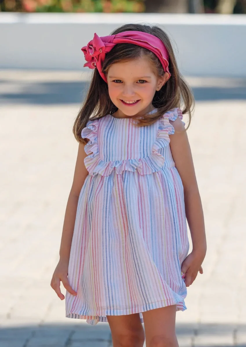 Vestido de rayas multicolor niña - Imagen 2