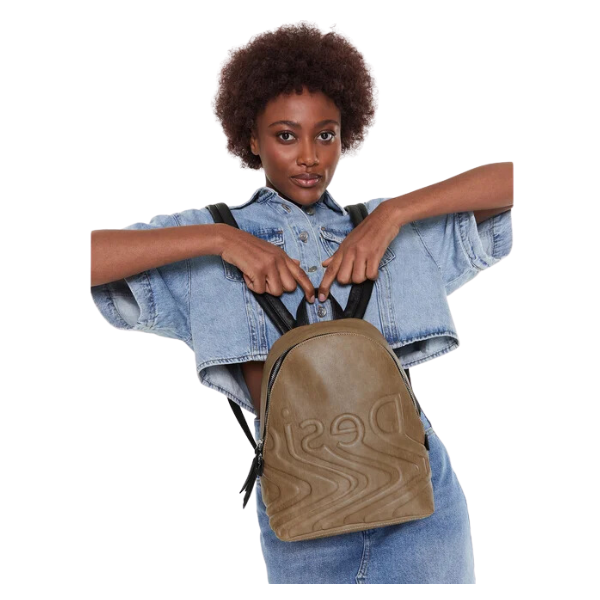 DESIGUAL – Mochila Desigual Psico Logo Mombasa Mini Marrón Mujer - Imagen 6