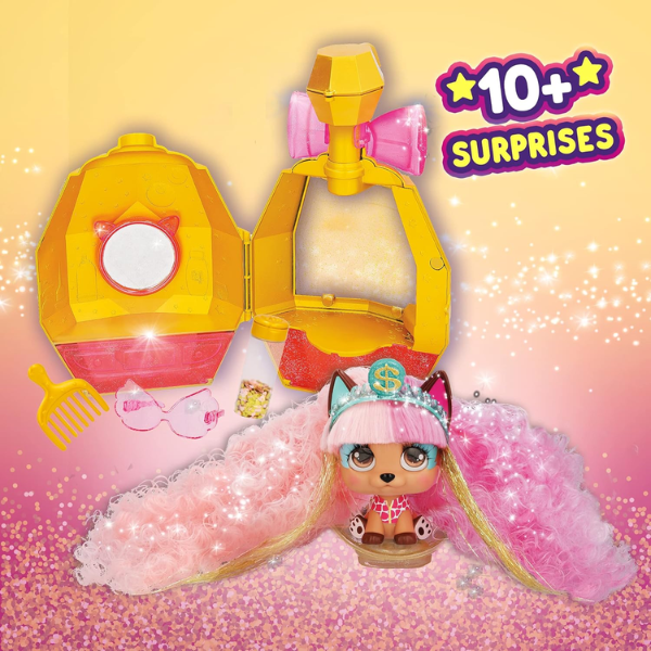IMC TOYS – VIP Pets Celebripets Perrita Sorpresa 711938 Pelo Largo Botella Dorada - Imagen 4