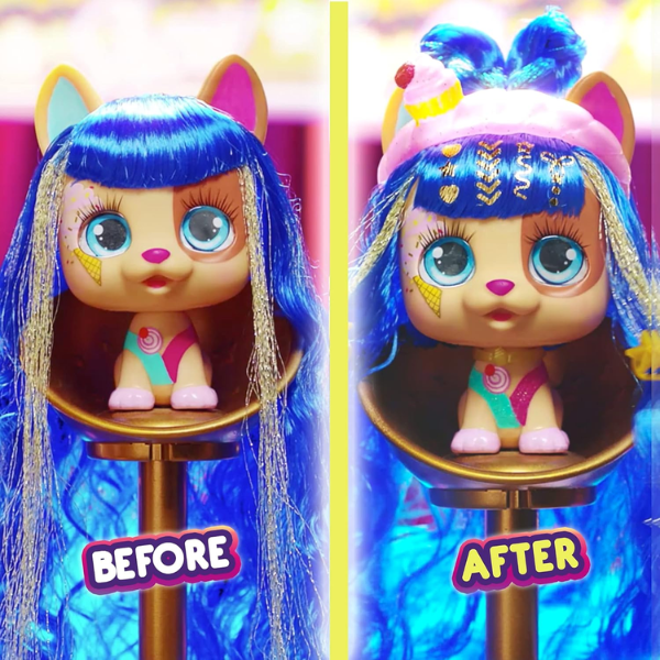 IMC TOYS – VIP Pets Celebripets Perrita Sorpresa 711938 Pelo Largo Botella Dorada - Imagen 7