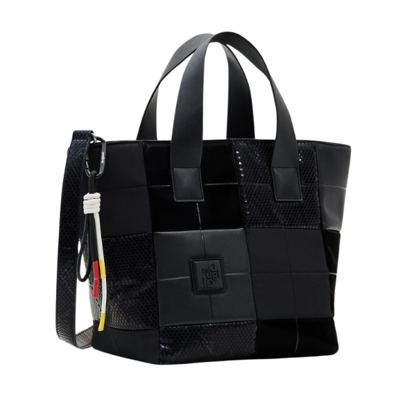 DESIGUAL – Bolso Shopper Desigual Negro Mujer Bad Damas Valdivia Grande Elegante 23SAXP91 - Imagen 3