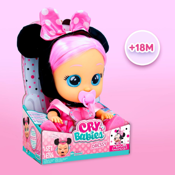 BEBÉS LLORONES – Muñeca Bebés Llorones Dressy Minnie Pelo Real - Imagen 3