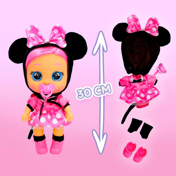 BEBÉS LLORONES – Muñeca Bebés Llorones Dressy Minnie Pelo Real - Imagen 5