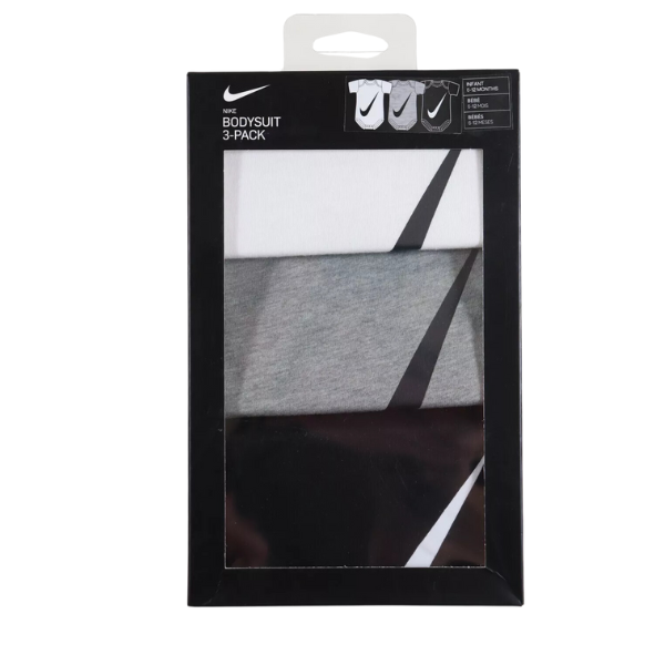 NIKE – Conjunto de 3 Bodys Pack 3 Bodys Nike Bebé Unisex Negro Blanco Gris CN3820-100 - Imagen 9