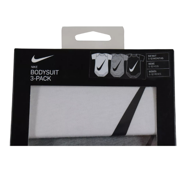 NIKE – Conjunto de 3 Bodys Pack 3 Bodys Nike Bebé Unisex Negro Blanco Gris CN3820-100 - Imagen 8