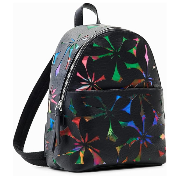 DESIGUAL – Mochila Desigual Back Onyx Mombasa Mini Negra Flores Mujer - Imagen 3
