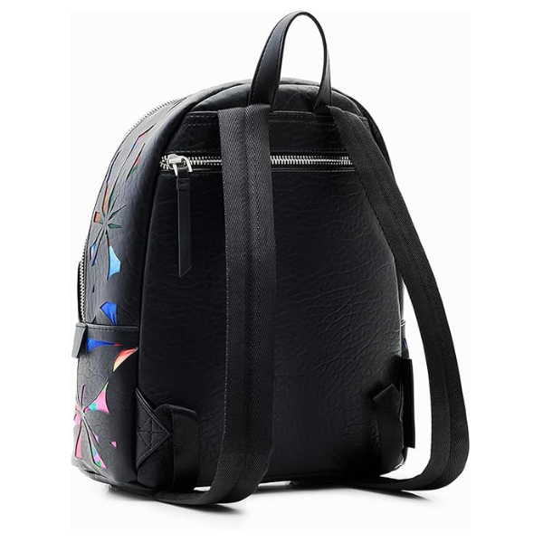 DESIGUAL – Mochila Desigual Back Onyx Mombasa Mini Negra Flores Mujer - Imagen 5