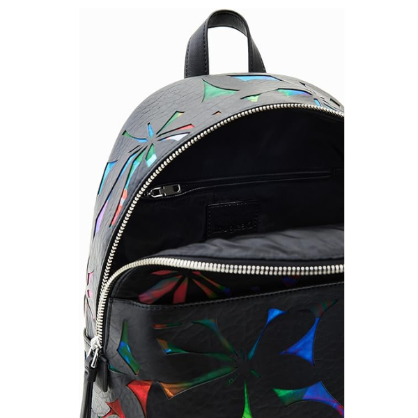 DESIGUAL – Mochila Desigual Back Onyx Mombasa Mini Negra Flores Mujer - Imagen 4
