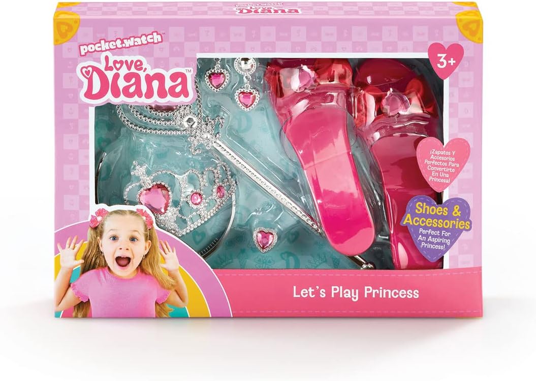 LOVE DIANA – Set Princesa Love Diana con Corona, Varita, Joyas y Zapatitos Rosas de Tacón
