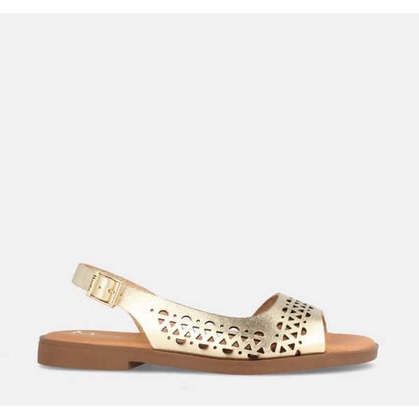 Sandalia plana mujer de piel Marila Shoes Pisa platino - Imagen 3