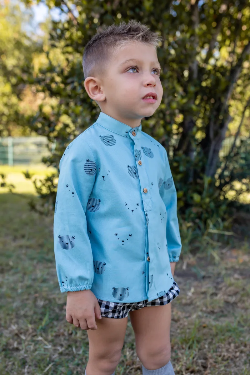 Camisa con mangas de bebé turquesa Cocote & Charanga - Imagen 3