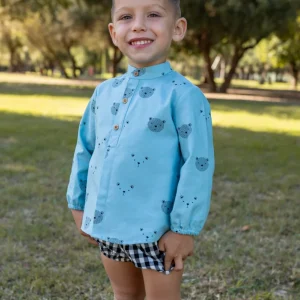 Camisa con mangas de bebé turquesa Cocote & Charanga