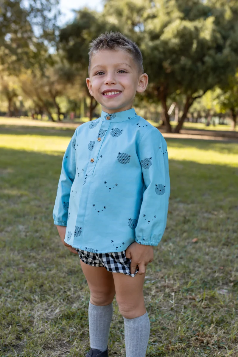 Camisa con mangas de bebé turquesa Cocote & Charanga