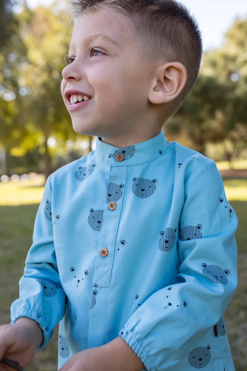 Camisa con mangas de bebé turquesa Cocote & Charanga - Imagen 7