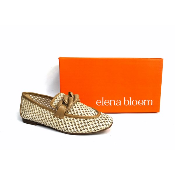 Zapatos planos Elena Bloom de rejilla y piel beige