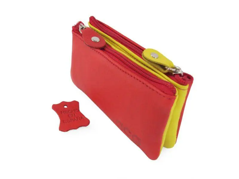 Monedero ACQ · En Piel · Doble compartimento · Dos Cremalleras · Fabricado en España - Imagen 4