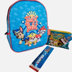 PAW PATROL – Mochila Infantil 3D Paw Patrol Relieve Azul Escolar Estuche Boligrafo Set 3 en 1
