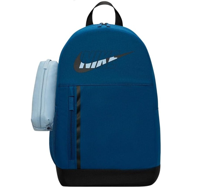 NIKE – Mochila Nike Elemental Azul y Negra 20L con Estuche – Unisex Escolar y Gym