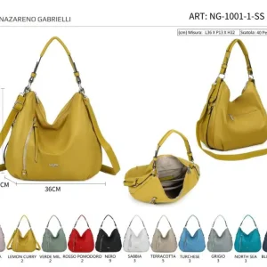 Bolso Hobo en Nylon de Mujer Nazareno Gabrielli con Agarres Laterales y Bolsillos Exteriores