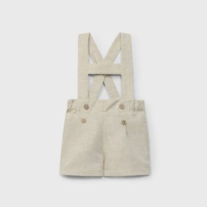 Peto corto de lino con tirantes beige recién nacido | Dr. Kid by Charanga