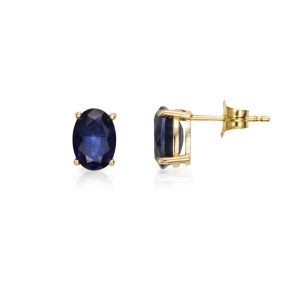 Pendientes Zafiro Oval Oro