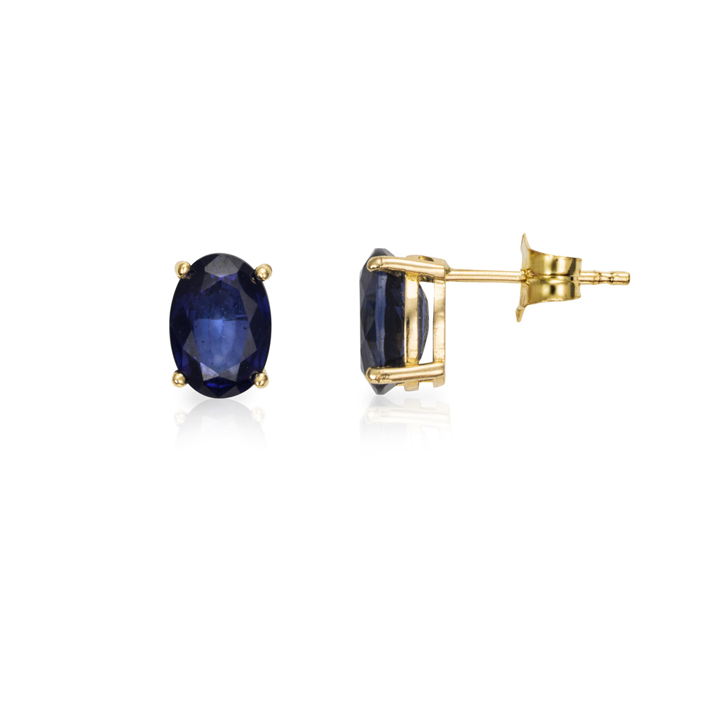 Pendientes Zafiro Oval Oro