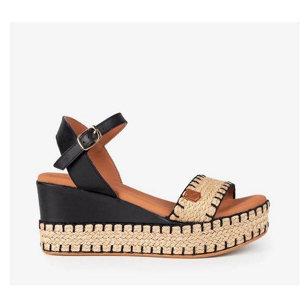 Sandalias de cuña Popa en yute color negro con hebilla Arambol - Imagen 5