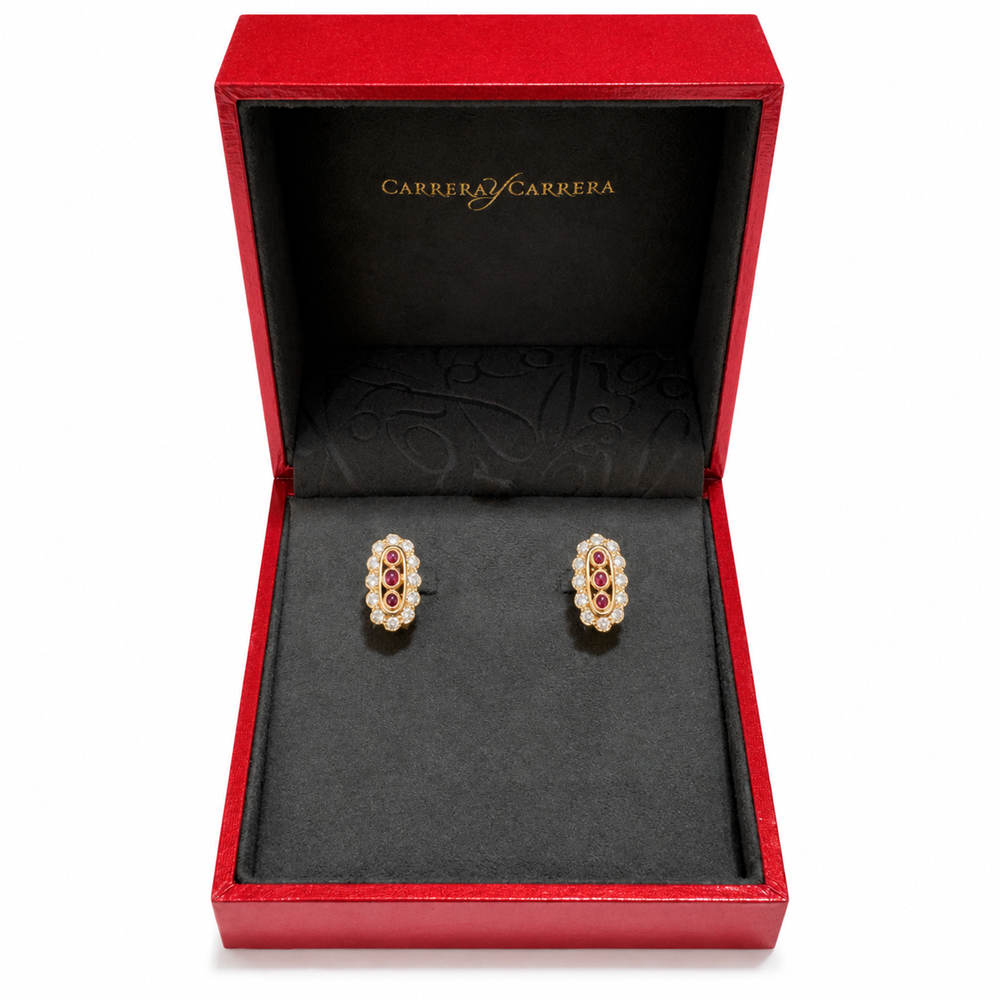 Pendientes vintage Carrera&Carrera oro amarillo, rubí y diamantes- circa 1980 - Imagen 5