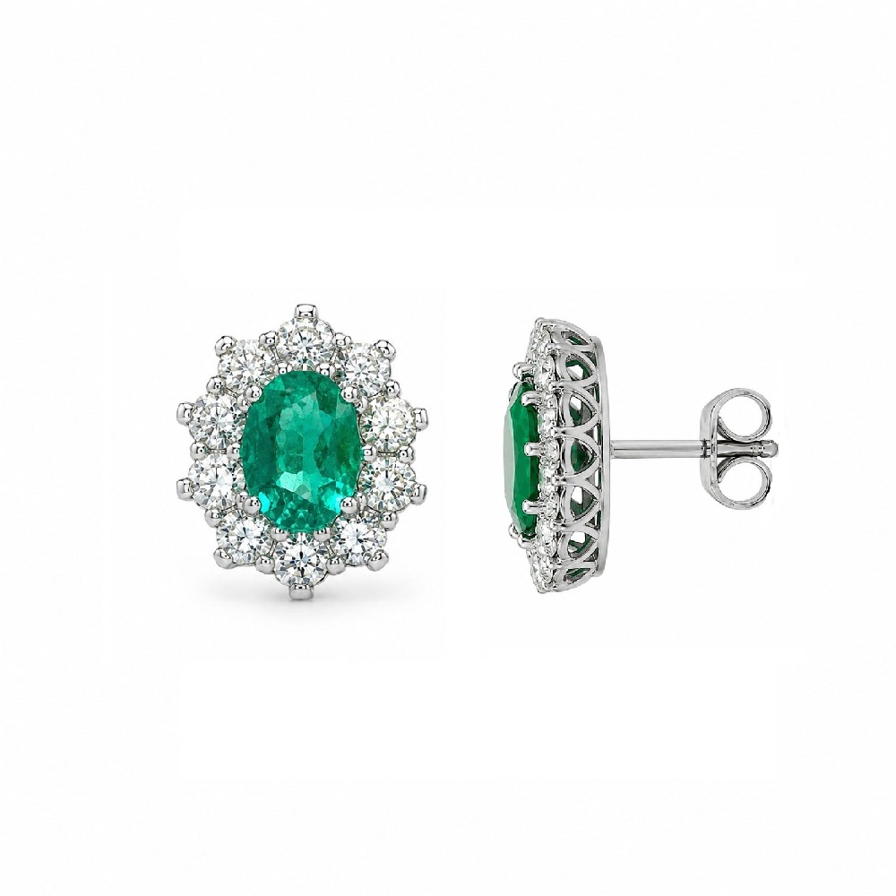 Pendientes orla de esmeradas y diamantes by Carrera