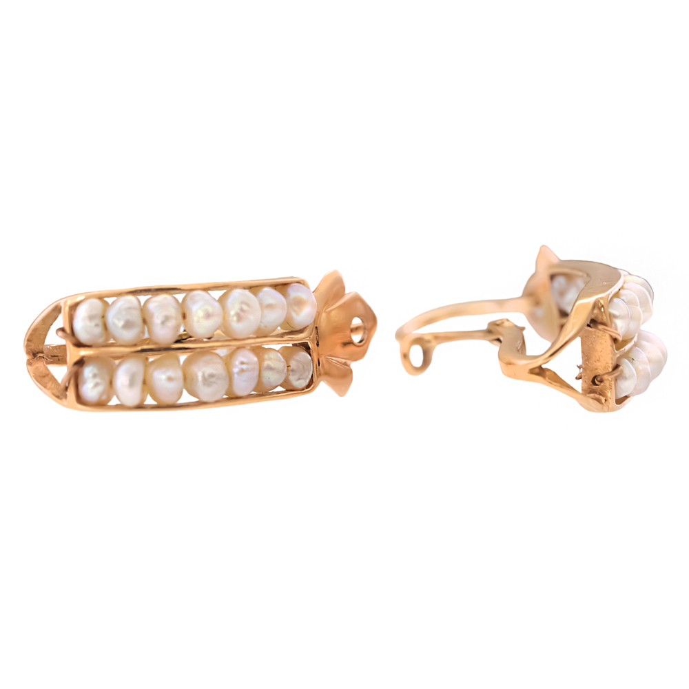 Pendientes perla concha fina finales S.XIX - Imagen 3