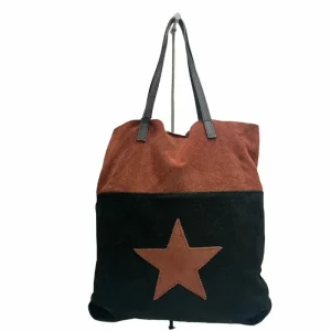 Bolso de piel/serraje combinado de color