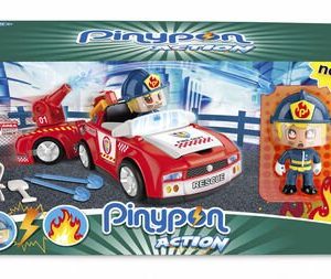 FAMOSA – Pinypon Action Bombero con Coche y Remolque + Figura y Accesorios