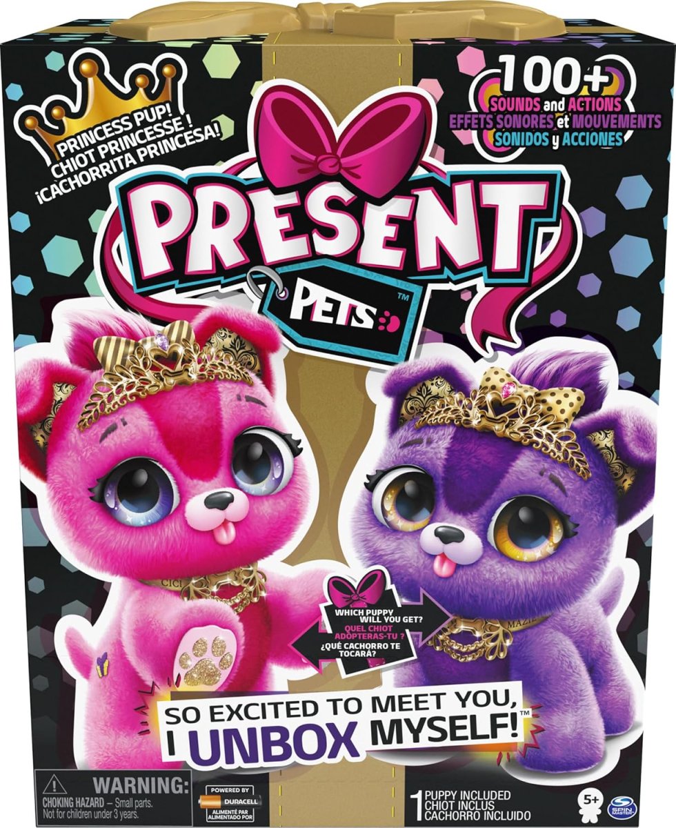 PRESENT PETS – Sparkle Princess Pup Mazie o Cici peluche interactivo sorpresa niña 5 años - Imagen 9