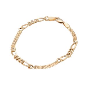 Pulsera oro eslabones 3+1 Fígaro